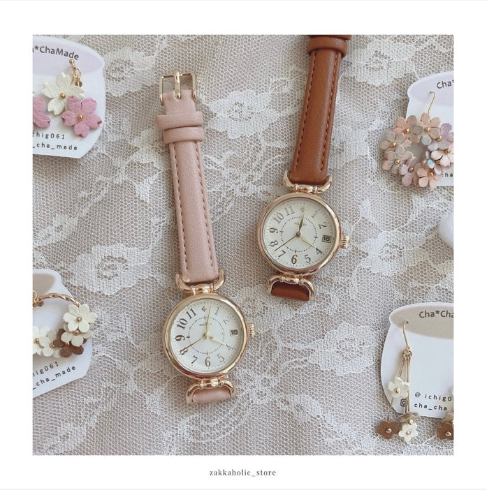 Good things take Time Antique Calendar Watch|復古日期手錶（女裝/DSE錶/考試手錶)